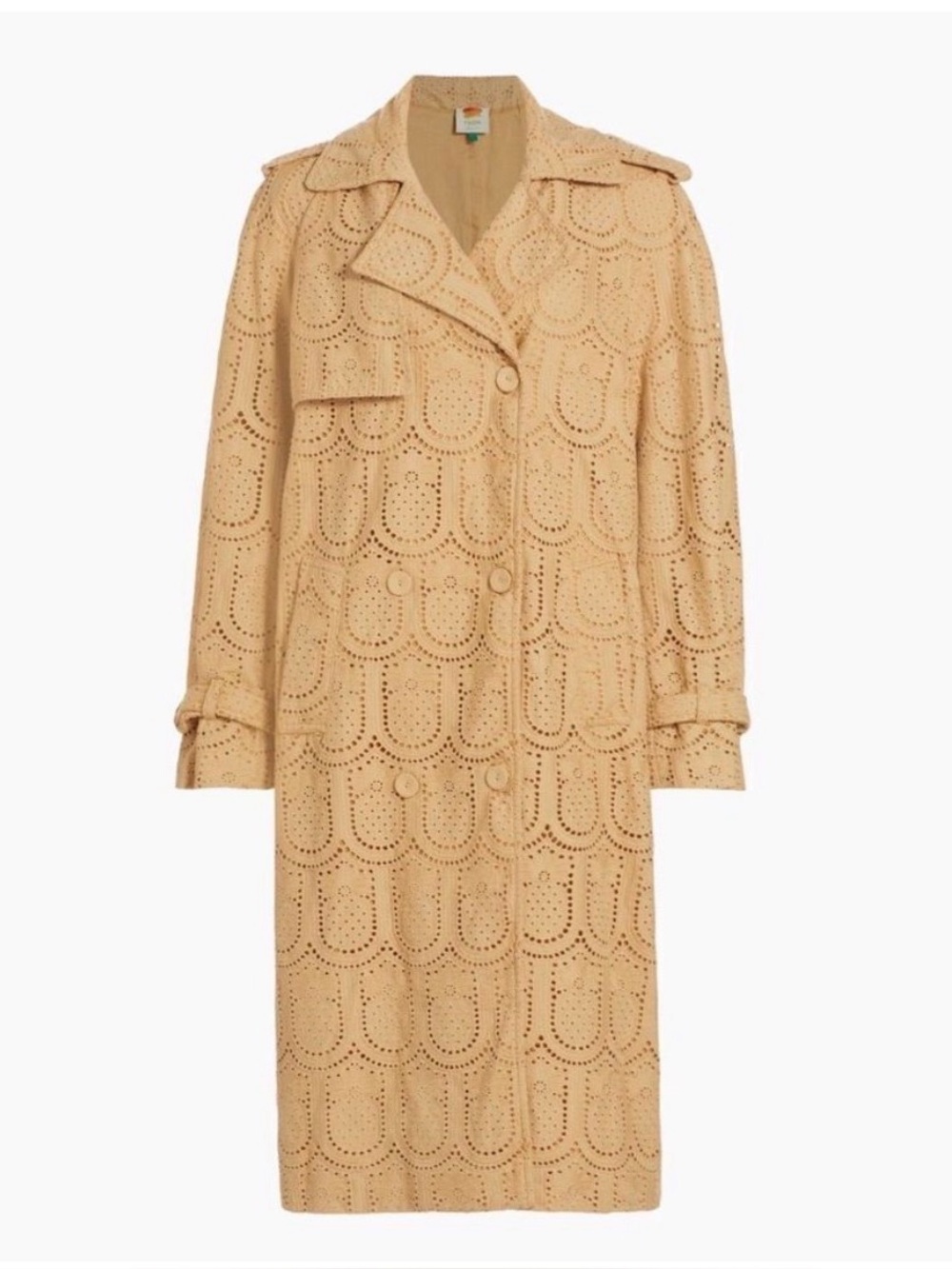 NEW- FARM Rio Embroidered Pineapple Cotton Trench Coat